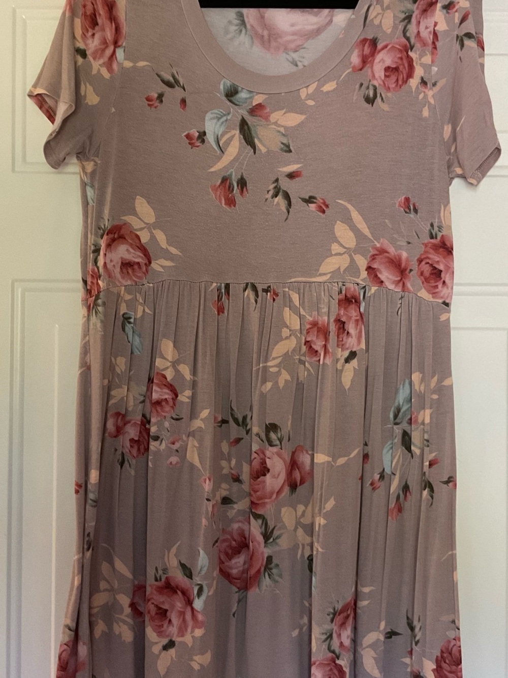 Jodifl Mauve Pink Floral Short Sleeve Babydoll Swing Dress
